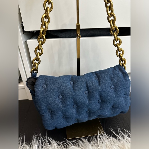 Like new ZARA QUILTED DENIM BAG with Chain strap - Picture 5 of 6